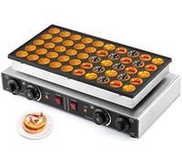 LANUEVA - Mini Dutch Pancake Maker with Recipe, 50 Pieces 1.6 Inch Non-Stick Coating, Stainless Steel, Fast Heating, Home and Commercial Use (110V)