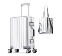 Lanuitjoy All Aluminum Carry On Luggage Hard Shell Suitcases Zipperless Luggage 20 inch Small Carry On Suitcase, Sliver, 20 inch