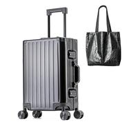 Lanuitjoy All Aluminum Carry On Luggage Hard Shell Suitcases Zipperless Luggage 20 inch Small Carry On Suitcase, Black, 20 inch