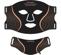 Lanveza Skin LED Light Therapy Mask LED Neck Mask Seven Modes Firming Collagen Skin Rejuvenation (Black+Neck Cover)