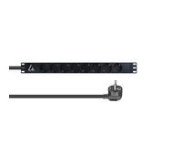 Lanview 19" Rack Mount Power Strip - Schuko (Type F) Sockets, 3m Cord, Schuko Plug