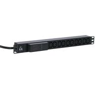 Lanview LVR261877 19" 1U Rack Mount Power Strip PDU, 10 x C13, 16A, AMP Meter, 3m Cable with IEC 60309 Commando Plug
