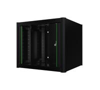 LOGON RWM09U56BL Wall Mounted Rack 9U Black Shelves (Rack Mounted on Wall, 9U, Glass, 48.3 cm (19"), 600 mm)
