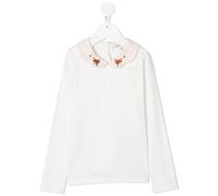Lanvin Enfant fox-embroidered collar top - Neutrals 4 yrs-5 yrs