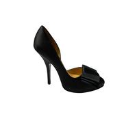 Lanvin Women's Preloved Bow Pumps 120 in Black Satin Leather | Size: 4