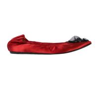 Lanvin Women's Preloved Brooch-Embellished Ballet Flats in Red Satin | Size: 5.5