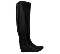 Lanvin Women's Preloved Knee-High Wedge Boots in Black Leather | Size: 6.5