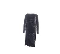 Lanvin Women's Preloved Velvet Long Sleeve Draped Dress in Black Viscose | Size: 40