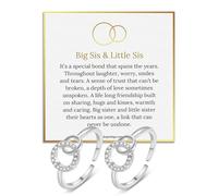LANWLOSI 2 Pcs Big Sis Little Sis Rings for Sisters Silver Interlocking 2 Circles Rings for Big & Little Sisters Adjustable Forever Linked Loop R-ings Birthday Christmas Gifts for Her