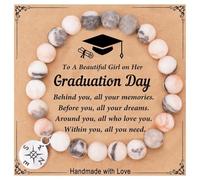 LANWLOSI 2025 Graduation Gifts for Her Graduation Bracelet for Women Natural Stone Beaded Compass Bracelet Class of 2025 Middle School High School College Graduation Gifts, L, Metal, no gemstone