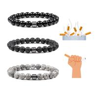LANWLOSI 3 Pcs Anti Smoking Bracelets for Men Quit Smoking Bracelet Natural Stone Stretch Smok-ing Cessation Bracelet Keep Healthy Lungs Jewelry Accessories Gifts, L, Stone, no gemstone