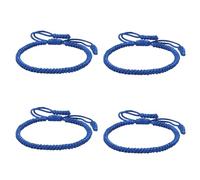 LANWLOSI 4 Pcs Blue Bracelets for Women Blue Friendship Bracelets Adjustable Blue Braided Bracelets Handmade Blue Woven Rope Bracelets Kabbalah Protection Lucky Friendship Bracelets Amulet Gifts, L