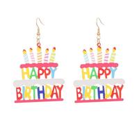 LANWLOSI Birthday Earrings for Women Happy Birthday Earrings Cute Birthday Cake Earrings Birthday Candle Earrings Birthday Gifts for Women,Suitable for All Ages, Metal, No Gemstone