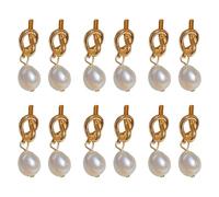 LANWLOSI Bridesmaid Earrings Set of 4/6/8 Elegant Gold Pearl Knot Earrings I Couldn't Tie the Knot Without You Bridesmaid Proposal Gifts for Wedding, Zinc, No Gemstone