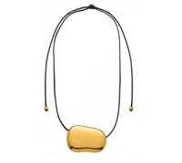 LANWLOSI Chunky Pebble Necklace for Women Trendy Gold Statement Pebble Pendant Necklace Minimalist Long Black Cord Irregular Silver Oval Pendant Necklaces Trendy Jewelry Accessory