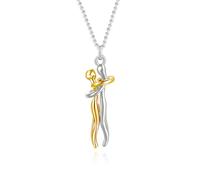 LANWLOSI Couple Hugging Necklace Two-Toned Affectionate Couple Hug Necklaces Love Hug Pendant Necklace Couple Necklace for Him and Her Couples Jewelry for Boyfriend and Girlfriend, Stainless Steel, No