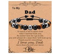 LANWLOSI Fathers Day Bracelet for Dad Father Gift from Daughter Black Onyx Beaded Bracelet Father's Day Birthday Gift Jewelry Accessories for Father Dad Papa, L, Zinc, no gemstone