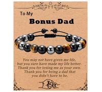 LANWLOSI Fathers Day Bracelet for Dad Father Gift from Daughter Black Onyx Beaded Bracelet Father's Day Birthday Gift Jewelry Accessories for Father Dad Papa, L, Zinc, no gemstone