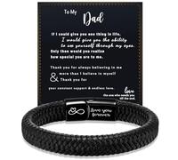 LANWLOSI Fathers Day Bracelet Gifts for Dad To My Dad Bracelet from Daughter/Son Father's Day Birthday Gifts for Daddy, L, Leather, no gemstone
