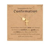 LANWLOSI First Communion Necklace for Her, Dainty 14k Gold Plated Heart Virgin Mary Cross Pendant Necklace, Catholic Confirmation Necklace Baptism Gifts 1st Communion Veil Dress Jewelry Accessories