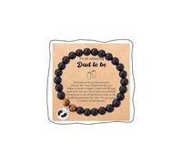 LANWLOSI First Time Dad Bracelet for Men Happy First Fathers Day Gifts Black Onyx Beaded Newborn Footprints Bracelets Fathers Day Birthday Gifts for New Dad, L, Zinc, no gemstone