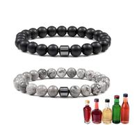 LANWLOSI Glam Anti Alcohol Bracelets for Men Stretch Gm Bead Anti-Alcohol Bracelets Natural Hemys Hematite Stone Reduce the Urge to Drink Cravings Relieve Anxiety and Stress Jewelry for Women, L