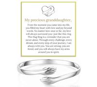 LANWLOSI Hug Bracelet for Granddaughter to My Precious Granddaughter Hug Bracelet Adjustable Stainless Steel Hug Cuff Bangle Adjustable Non Tarnish Jewelry Inspirational Christmas Gifts for Her, L