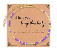 LANWLOSI I'd Help You Bury the Body Morse Code Bracelets Friendship Bracelets Couple Bracelets Morris Code Bracelets with Hidden Message Birthday Christmas Valentine's Day Gifts for Friends Couples, L