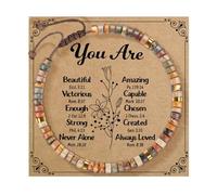 LANWLOSI Inspirational Bracelet Gifts for Women Natural Stone Healing Bracelets Strength Motivational Bracelets Life Is Tough but so Are You Bracelet Get Well Soon Motivational Gifts for Women, L