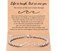LANWLOSI Inspirational Bracelets Gifts for Women the Waves of Life We've Through Together Life Is Tough but so Are You Bracelet Motivational Bracelets Get Well Soon Encouragement Gifts for Friends, L
