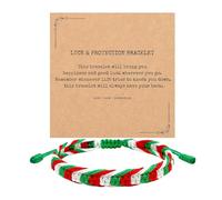 LANWLOSI Iran Bracelet for Men Women Country Flag Color Wrist Wrap Bracelet Boho Green White and Red Patriotic String Thread Brac-elet Iranian Protection and Lucky Jewelry Accessories, L, Metal, no
