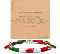 LANWLOSI Iran Bracelet for Men Women Country Flag Color Wrist Wrap Bracelet Boho Green White and Red Patriotic String Thread Brac-elet Iranian Protection and Lucky Jewelry Accessories, L, String, no