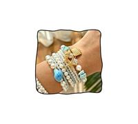 LANWLOSI Layered Shell Starfish Bracelets for Women Stackable Stretch Pearl Crystal Beaded Bracelets Trendy Seashell Star Fish Charm Bracelet Summer Beachy Jewelry Accessories, L, Metal, no gemstone