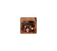LANWLOSI Layered Wood Beads Bracelets for Men Vintage Boho Wooden Beaded Bracelets Multi-layer Elastic Stackable Bracelets Ethnic Tribal Jewelry Accessories for Him, Large, Wood, no gemstone