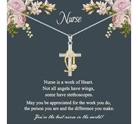 LANWLOSI Nurses W ifts 2025 for Women Nurse Necklace for Nursing Student Silver Stethoscope Cross Pendant Necklace Graduation Gifts for Doctor Nurse Medical Student Medical Assistant Accessories