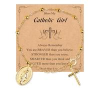 LANWLOSI Rosary Beads Virgin Mary Charm Bracelets for Women Catholic Religion Faith Cross Bracelets Religious Catholic Christian Gifts for Daughter Granddaughter Sister Friends, Adjustable, Metal, no