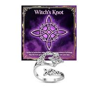 LANWLOSI Silver Witch Knot Ring for Women Vintage Witches Protection Knot Ring Adjustable Celtic Knot Rings Anillo Nudo De Bruja Jewelry Gifts, One Size, Metal, No Gemstone