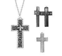 LANWLOSI Squids Necklace Game-Unique Black Cross Squids Shaped Necklace for Men Vintage Handmade Cross Pendant Neck-lace with Secret Compartment Squid- Game Jewelry Costume Accessories, Zinc, No