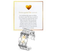 LANWLOSI Swim Against Chain Womens Silver Adjustable Ring Just Keep Swimming Ring Open Not Stain Fish Design R-ing Inspirational Jewelry Gifts For Her, Stainless Steel, No Stone