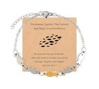 LANWLOSI Swimming Against the Current Fish Bracelet for Women Inspirational Just Keep Swimming Fish Bracelet Encouragement Spiritual Faith Christian Gifts for Friend Mom Daughter Sister, L, Zinc, no