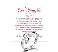LANWLOSI To My Daughter Hug Ring Stainless Steel Engraved Always with You Hug Ring Adjustable Non Tarnish Hope R-ing Jewelry Inspirational Encouragement Birthday Christmas Gifts for Daughter