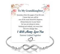 LANWLOSI To My Granddaughter Bracelet from Grandma,Forever Connected Infinity Bracelet with Inspirational Message Card,Granddaughter Gifts from Grandpa/Grandma Birthday Christmas Gifts, L, Zinc, no