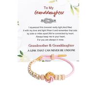LANWLOSI To My Granddaughter Bracelet Peach Blossom Knot Bracelet for Granddaughter Adjustable Handmade Woven Braided Bracelet Granddaughter Bracelet from Grandma Christmas Gifts Stocking Stuffers