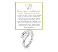 LANWLOSI To My Granddaughter Hug Ring Stainless Steel Engraved Always with You Hope Ring Adjustable Inspirational Hug Hope R-ing Jewelry Birthday Christmas Gifts for Her, Stainless Steel, No Gemstone