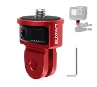 LANXIRE Action Camera Mount Adapter with 1/4" Screw, Aluminum Alloy Camera Tripod Adapter Compatible with GoPro Hero 13/12, Insta360 X4/X3, DJI Osmo Pocket 3, AKASO - Red & Black