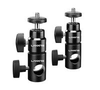 Lanxire Light Stand Mount Adapter with 1/4’’ Screw Mini Ball Head - Compatible with Camera Monitor, Ring Light - Max Load 4.4lb/2kg (2 Piece)