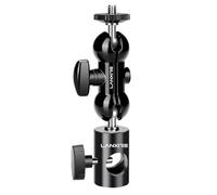 Lanxire Light Stand Mount Adapter with Double Ball Head - Compatible with Ring Light - Fits Flat Head Light Stand - Max Load 4.4lb/2kg - 1/4’’ Screw Cool Ball Head