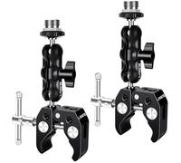 Lanxire Mic Clip Microphone Mount Microphone Holder with 1/4" Screw Double Ball Head Magic Arm, Mic Clip for Broadcasting, Recording, Game, 5/8" Mic Screw Adapter for Microphones