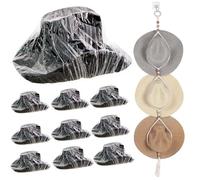 Lanxitown10Pcs Cowboy Hat Cover and One Cowboy Hat Rack Hat Protector Boho Bedroom Decor Hat Hangers For Wall Cowboy Hat Holder Hat Rack For Wall Hat Holder On Wall Cowboy Hat Case (A), Medium