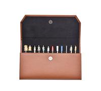 Lanxivi 12 Coffee PU Leather Fountain Pen Case Organizer Bag Portfolio, Protective Sleeve Cover Pen Holder with Divider Slot for Rollerball Pen, Pencil Collection